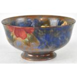 ROYAL DOULTON; a bowl with abstract blue, orange and cobalt drip glaze,
