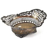 An Edward VII hallmarked silver oval filigree bowl, C.C.B, London 1903, length 22cm, approx 6ozt.