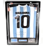 DIEGO MARADONA; a hand signed Diego Maradona Argentina shirt,