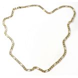 A 9ct gold figaro flat curb link necklace with lobster claw clasp, length 51cm, approx 10.3g.