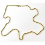 A 9ct yellow gold necklace with box link chain and lobster claw clasp, length 45cm, approx 14.8g.