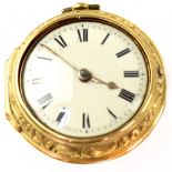 An early 19th century yellow metal pair cased fusée movement pocket watch,