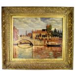 NORMANN; oil on canvas, Venetian scene with bridge in the foreground, signed Normann lower right,