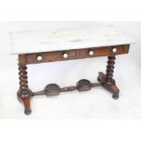 A Victorian marble top wash stand with two drawers,