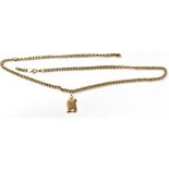 A 9ct gold curb link necklace (af) with serenity prayer pendant that reads 'God grant me the