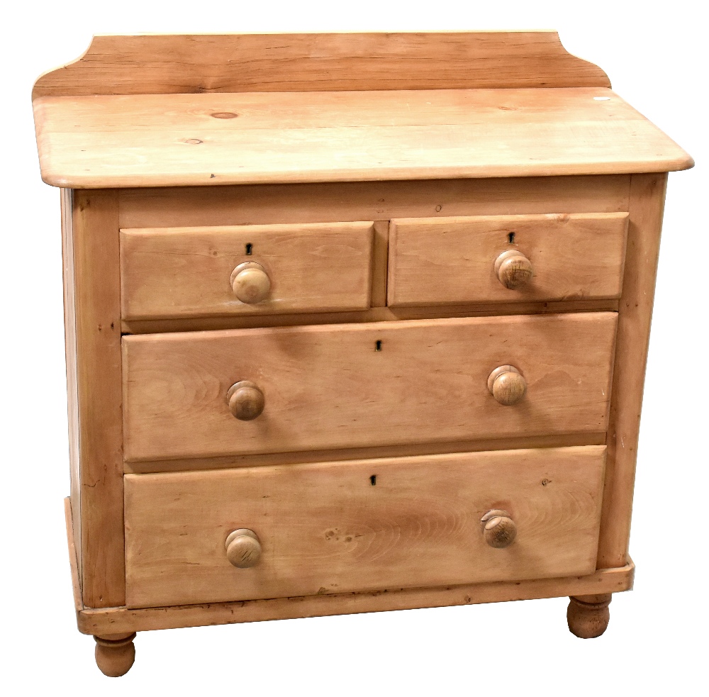 An Edwardian pine two-over-three chest of drawers to bun feet, 81 x 89cm,