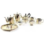 A small quantity of silver-plated ware comprising a small salver, footed dish,