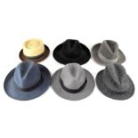 A collection of hats to include five eight-panel flat caps including examples by Moon for Marks &
