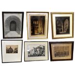 A group of five architectural engravings and prints to include after Geoffrey H Wedgwood;