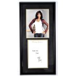 WHITNEY HOUSTON; a photograph and signed note,