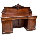 A Victorian mahogany twin pedestal sideboard,