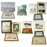 UNATTRIBUTED; a group of decorative oils and watercolours to include W Lovell;
