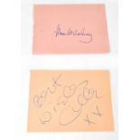 PAUL MCCARTNEY & CILLA BLACK; two single pages, each bearing an autograph,