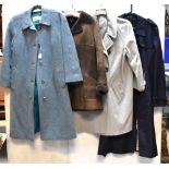 Four vintage ladies' coats comprising an Eastex turquoise pure wool, size 12,