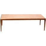G-Plan; a large 1960s retro teak coffee table with canted edge and square tapering supports,