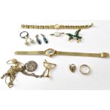 Various items of costume jewellery to include a 9ct gold two-tone band ring, size O,