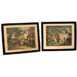 AFTER GEORGE MORLAND; a pair of colour engravings, 'The Cottages' and 'Return From Market',