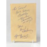 THE BEATLES; a cut piece of paper from a book inscribed 'To Carol,