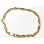A 9ct gold flat link bracelet, length 16.5cm, approx 3.