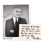 PHIL COLLINS; a black and white photograph bearing the signature of the star,