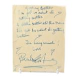 PAUL MCCARTNEY; a hand written note including lyrics from the song 'Fixing a Hole',