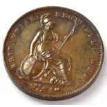 A Queen Victoria 1853 copper penny, young head, Britannia seated, clear definition,