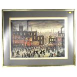 LAURENCE STEPHEN LOWRY (1887-1976); a signed limited edition coloured print, 'Our Town',