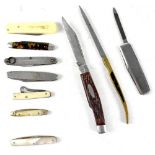 Ten various penknives and fruit knives to include mother of pearl examples (10).