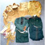 Various British Army uniforms to include two khaki battle dress blouses with Durham Light Infantry