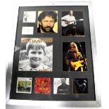 ERIC CLAPTON; a montage of ten Eric Clapton signed and unsigned photographs and small artworks,