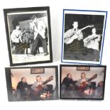 SCOTTY MOORE; two signed and dedicated reproduction prints of Scotty with Elvis,