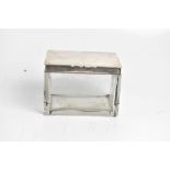 A George V large clear glass tobacco/cigarette box with facet cut corners and silver hinged lid,