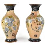ROYAL DOULTON; a pair of early 20th century Doulton Slater baluster vases,