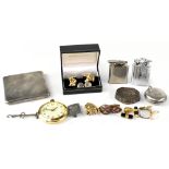 Various mixed items of mainly gentlemen's items to include, gold plated open pocket watch,