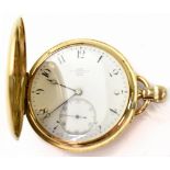 A Dent, London; an 18ct gold cased full hunter pocket watch crown wound movement marked 'Dent,