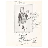 MICK JONES & JOE STRUMMER; a page from a book bearing signatures of both stars, inscribed 'To Paul,