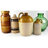 Various large stoneware storage jars to include a large 'James Williams Wholesale Spirit Merchant