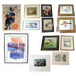 A group of twelve prints to include humorous examples,
