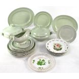 A quantity of Spode 'Flemish Green' tableware comprising, a pair of oval serving platters,
