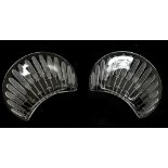 LALIQUE; a pair of shaped serving dishes in the 'Ear of Wheat' design, both signed, 20 x 14.5cm (