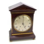 WINTERHALDER & HOFMEIER; an 19th century mahogany mantel clock of architectural form with applied