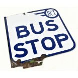 An original Bradford Corporation Transport double sided advertising enamelled sign 'Bus Stop', 32