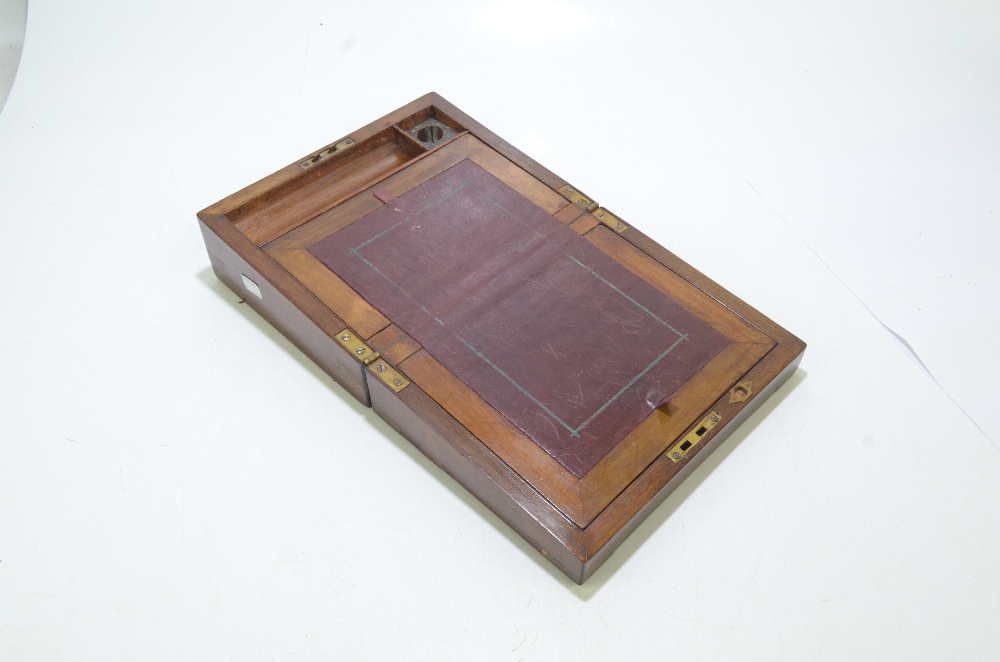 A 19th century brass bound writing slope, the hinged cover enclosing slope and fitted - Bild 2 aus 5