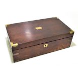 A Victorian brass bound rosewood writing slope, with a fitted interior, height 15.5cm, width 46cm,