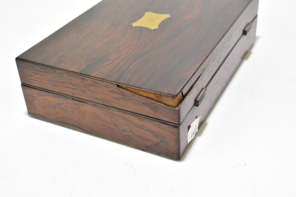 A 19th century rosewood workbox, 23cm, with two 20th century Damascus mother of pearl and wood - Bild 13 aus 15