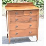 An early 20th century mahogany chest of two short over three long drawers, raised on spade feet