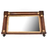 A Victorian rosewood overmantel mirror, with turned columns and gilt applied detail, width 74cm,