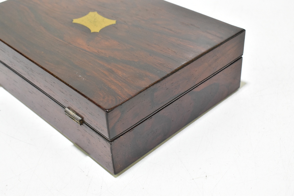 A 19th century rosewood workbox, 23cm, with two 20th century Damascus mother of pearl and wood - Bild 14 aus 15