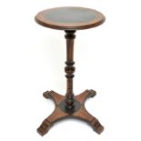 A Victorian amboyna and stained beech circular occasional table in the manner of Lamb of Manchester,