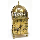 MAPPIN & WEBB LTD; a reproduction brass cased eight day lantern clock, the circular signed dial